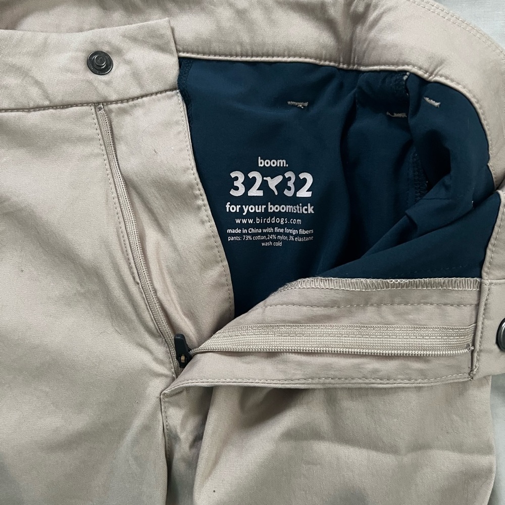 Bird dogs Jeff pesos, khaki. 32/32.with liner